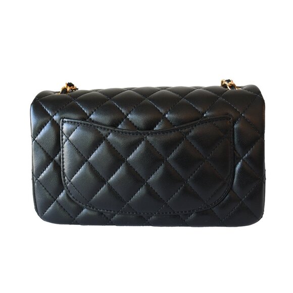 Chanel Quilted Lambskin Pearl Crush Rectangular Flap Bag Gold Hardware Black - Picture 4 of 6